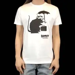 新品 バンクシー 東京 傘 ネズミ マウス ラット ステンシル アート Tシャツ