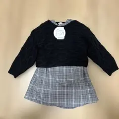 petit main 黒セーターとチェックワンピースセット 100cm
