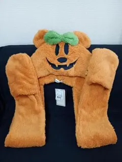 ディズニーファンキャップ　カボチャ　ミニー　フード付きマフラー　アベイル