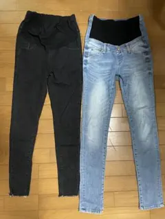 マタニティスキニーデニムパンツ2点セット