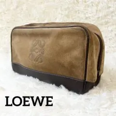 LOEWE ロエベ アナグラム セカンドバッグ スウェード × レザー ブラウン