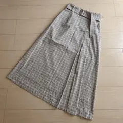 【DELEGANT】美品　チェック　ロング　フレアスカート Mサイズ ベルト付き