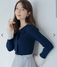 【新品未使用・入手困難】 シアーフリルボウタイニット　ミッシュマッシュ　ネイビー