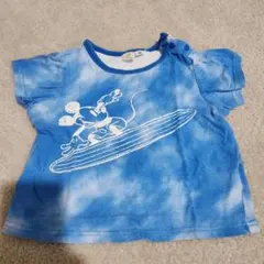 ディズニー ミッキー Tシャツ 青ブルー 80-90cm