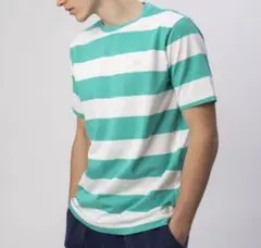 LACOSTE　ラコステ　鹿の子　ボーダー Tシャツ　グリーン　美品　日本製