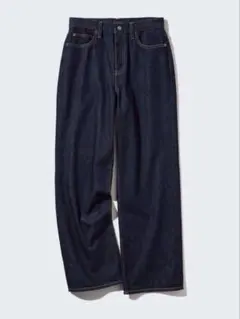 【新品】UNIQLO ネイビー ワイドストレートジーンズ 23