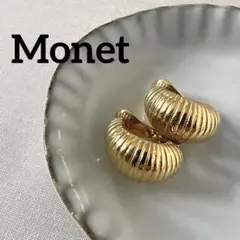 【Monet モネ】ヴィンテージイヤリング リブ ストライプ ボーダー ゴールドのサムネイル