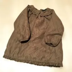焦茶 裏起毛ワンピース フリル付き　フリース　100cm