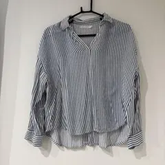 BROWNY STANDARD ストライプ 長袖シャツ スキッパーシャツのサムネイル