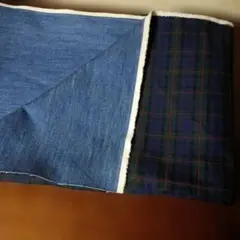 デニム地裏がチェックになってるリバーシブル　110㎝×85㎝