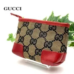 GUCCI グッチ GGキャンバス ミニポーチ 小銭入れ レザー 赤 GG柄のサムネイル