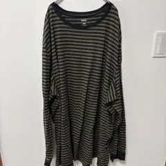 ソノマ 希少 Tシャツ クルーリブ袖 ボーダー 4XB サイズ 黒緑 綿のサムネイル