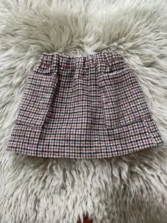 プティマイン ウールチェックスカート　スカパン キュロット90