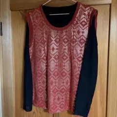 ◆売切価格◆【未着用】バナナリパブリック　ノースリーブトップス　ゴールドプリント