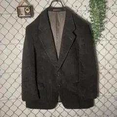 日本製 ウール コーディロイ テーラードジャケット 黒 こげ茶 M