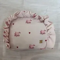 ジェラピケ フリル付きハート模様ポーチ