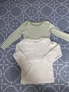 【新品】長袖トップス2枚セット（グレー・ストライプ）