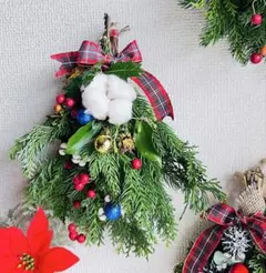 クリスマススワッグ ⭐️コットン ヒイラギ ヒバ スギ フレッシュ30cm