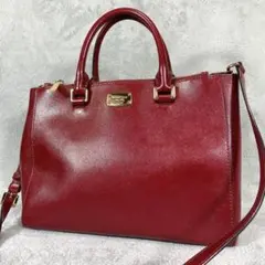 マイケルコース 2WAY ハンドバッグ サフィアーノ レザー 赤 ゴールド金具
