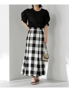 ナチュラルビューティーベーシック　スカート　チェック柄フレアスカート