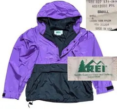 usa製80s白タグREIアノラックGORETEXナイロンジャケット紫黒MLパー