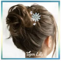 【新品】かんざし 髪飾り コーム型 かわいい フラワー 水色 入学式 卒業式