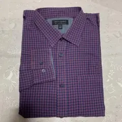BANANA REPUBLIC 長袖シャツ Lチェック柄パープル