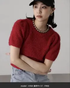 レッド 半袖 トップス FREEサイズ