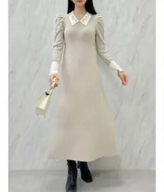 dazzlin オーナメントカラーニットワンピース