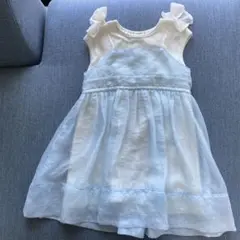 t*a様 プティマイン　水色と白のリボン付きワンピース 100cm