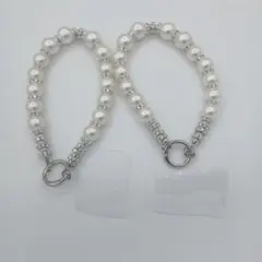 ホルダー付きスマホストラップ パール　2個セット