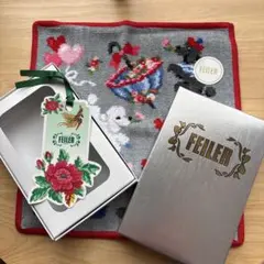 FEILER 犬と花のタオルハンカチ ギフトボックス付き