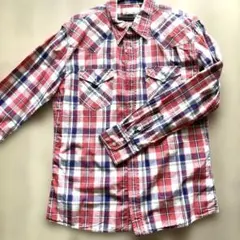 EDWIN チェックシャツ　ワイシャツ　XL 赤青のサムネイル