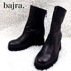 未使用級 bajra. レザー バックジップ ショートブーツ シャークソール 黒