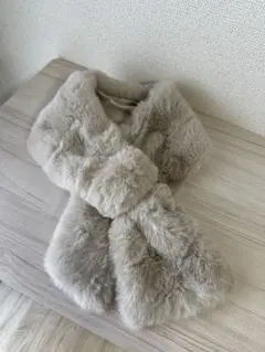 ベージュファー スカーフ型マフラー