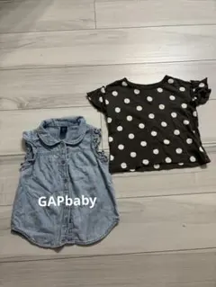 GAP 2歳 デニムシャツとドット柄トップスセット