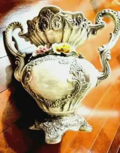 イタリア製 ヴィンテージ 不遊環 双耳 花瓶 ピンク フラワーベース