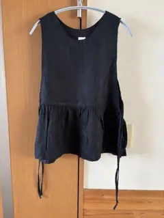 atelier emau アトリエエマウ　サイドリボンギャザーベストblack