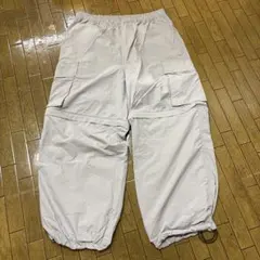 ライトグレー カーゴパンツ ゴムウエストのサムネイル