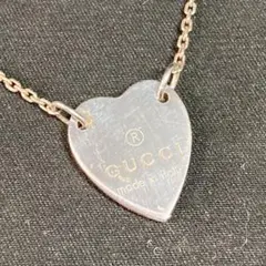 極美品 GUCCI 両面刻印ハートモチーフ ネックレス シルバーグッチy2k34