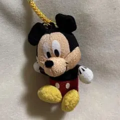 新品ディズニーリゾート　和柄ちりめん根付けストラップ　ミッキーマウス名前木札