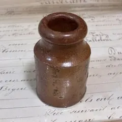 アンティーク 陶器製 インクボトル 花瓶　ブラウン小さめのサムネイル