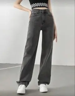 【りぃ様専用】SHEIN デニムパンツ グレー 調節ボタン