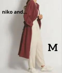 nikoand...ボタンレスロング 着流し コート ボルドー バーガンディ M