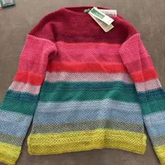 ベネトン マルチカラー ボートネックセーター