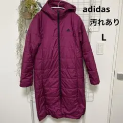 【難あり】adidas climaproof 中綿ベンチコート L/ワイン