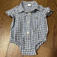 新品　GAP青と白のチェック柄ロンパース サイズ50