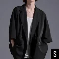 Loose ドレープトロミ サイドジップダブルジャケット S ブラック