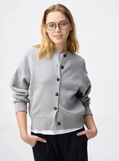 GU スウェットライクニットドルマンスリーブカーディガン グレー　M