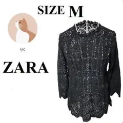 【Ｍサイズ】ZARA　ザラ　レースブラウス　ブラック　✨早い者勝ち✨